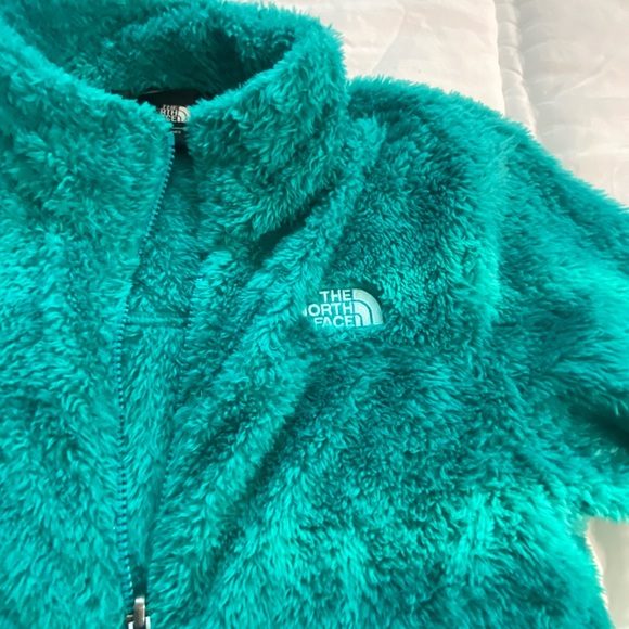 The north face teal green fuzzy soft fleece faux Sherpa zip up jacket s - Picture 5 of 15